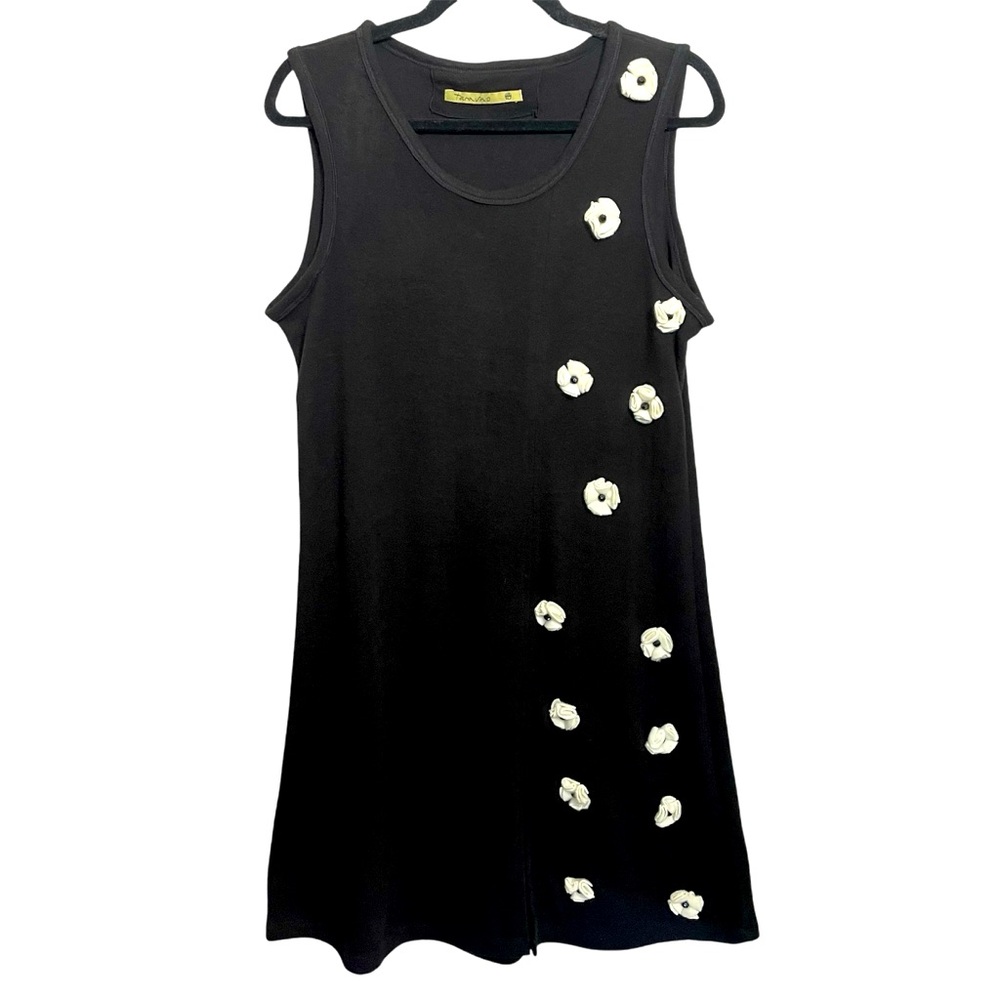 Tara Vao Black with Floral Appliqué Dress